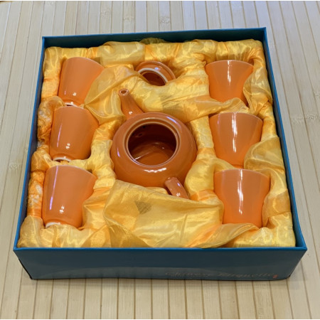 Сервиз для чайной церемонии оранжевый с коробкой